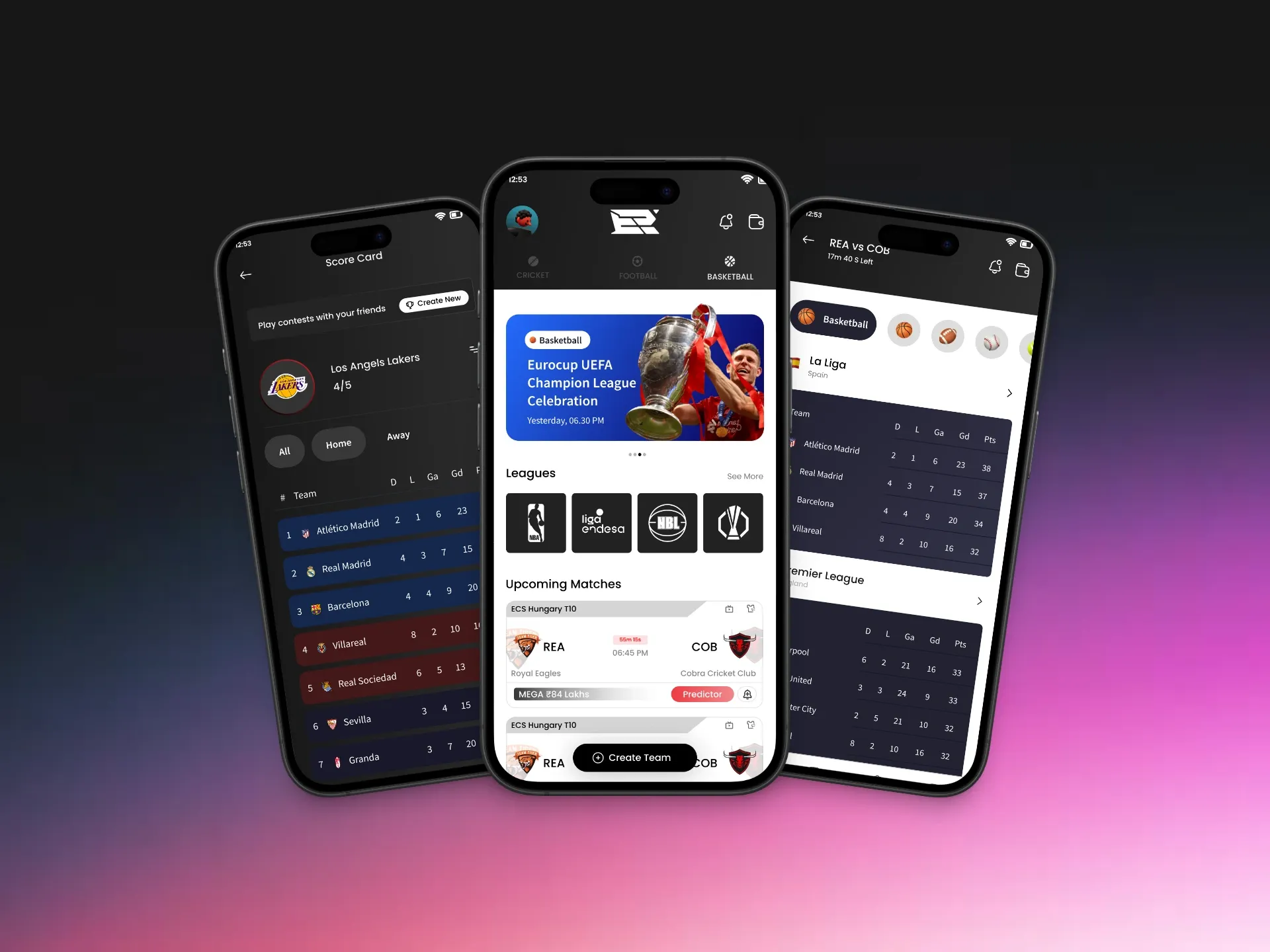 Fantasy Basket app development features